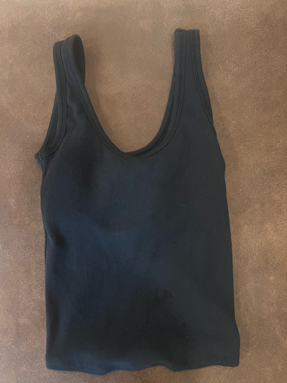 Abercrombie & Fitch Black Ribbed Scoop Neck Bra-Free Tank Top